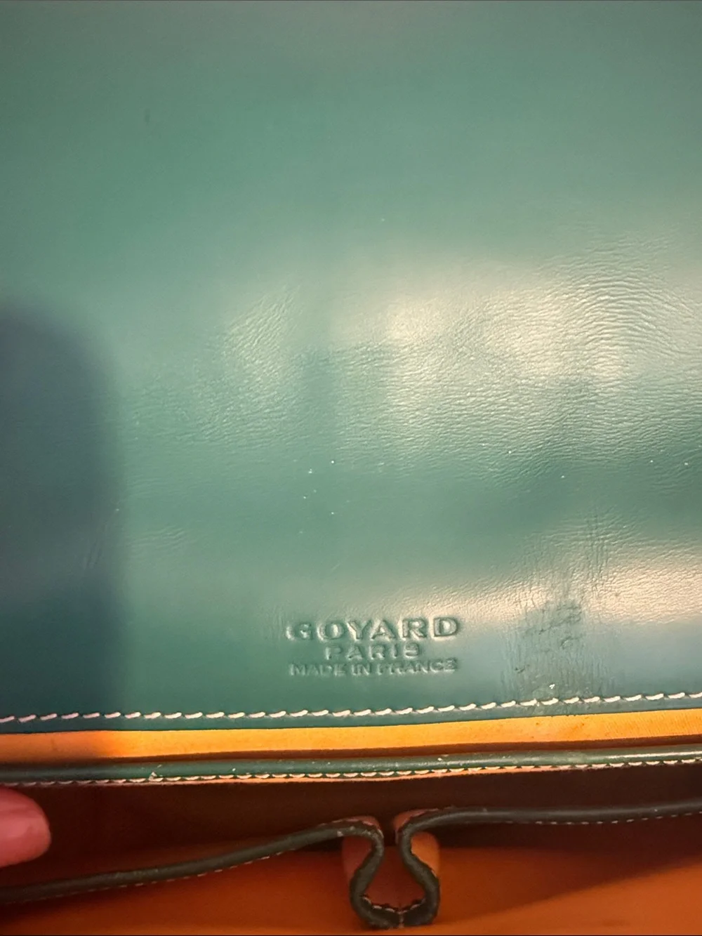 Goyard Green Goyardine Messenger Bag with Signature Chevron Print